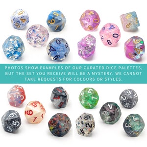 Mystery D10 Dice Palette Mixed set of 5x 10 sided dice Polyhedral Dice for Tabletop Role Playing Games like Vampire: The Masquerade image 2