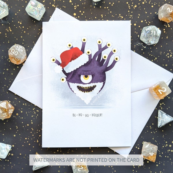 Tarjeta de Navidad Be-ho-ho-holder / Mazmorras y Dragones / Critmas / RPG / DnD / Regalo para Geeks / Felices Fiestas