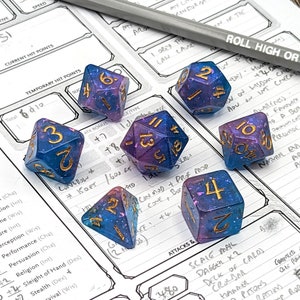 Set di dadi Plane of Air / Set di dadi poliedrici in resina da 7 pezzi per giochi di ruolo da tavolo come Dungeons and Dragons (DnD, D&D)