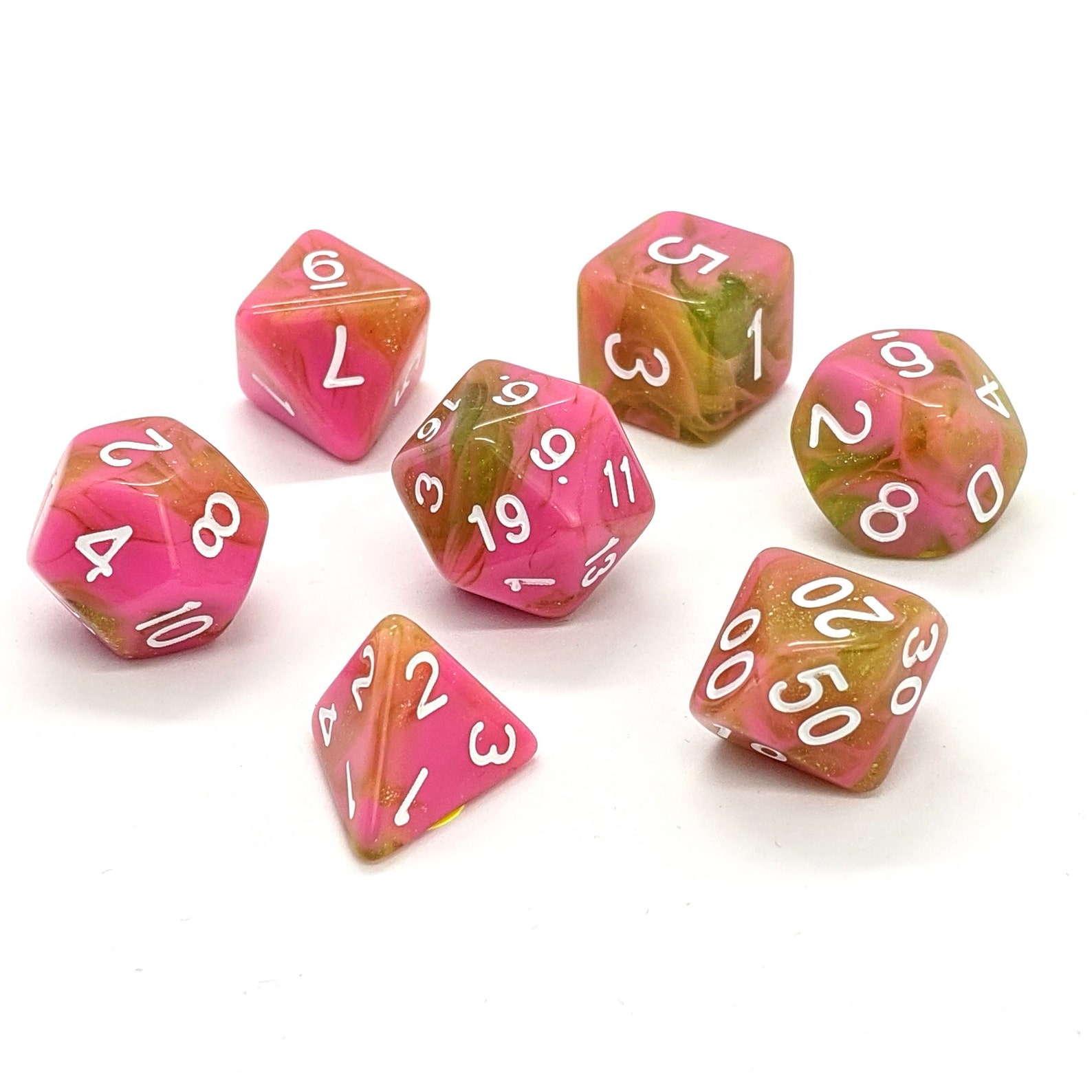 Gilded Rose Dice Set Glitter Polyhedral Dice Set Dungeons Etsy