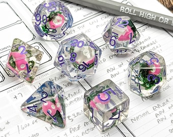 Toadstool Summer Dice Set | 7pc Resin Polyhedral Dice Set for Tabletop Role Playing Games such as Dungeons and Dragons (DnD, D&D)