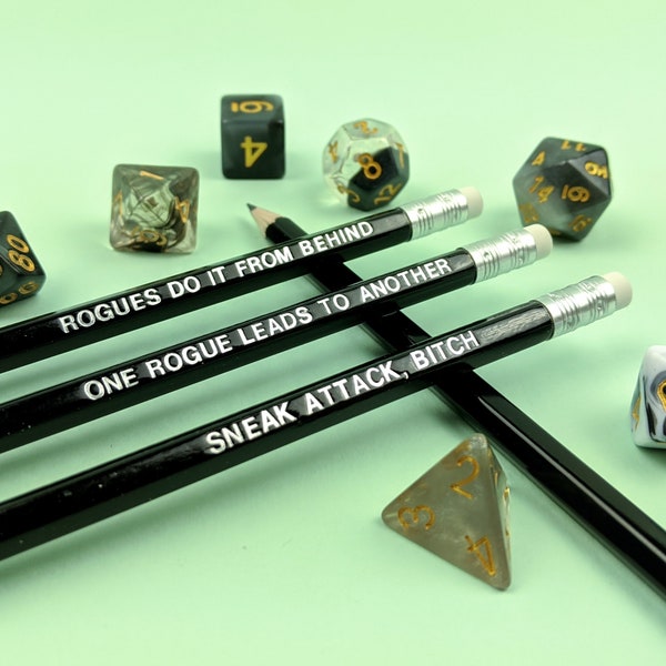 Rogue Class D&D Pencil Set | Sneak Attack | Dungeons and Dragons | RPG | DnD | Roll for Initiative | 5e