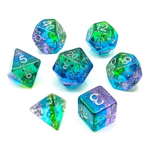Merfolk Dice Set 7pc Resin Polyhedral Dice Set for Tabletop Role Playing Games such as Dungeons and Dragons DnD, D&D image 2