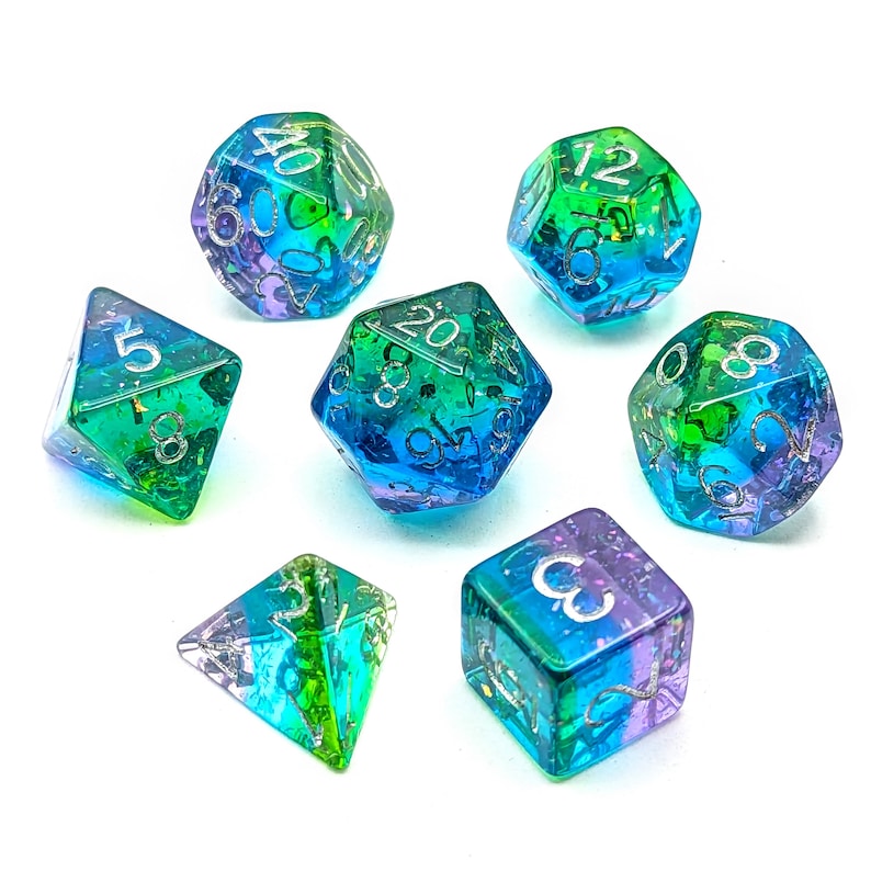 Merfolk Dice Set 7pc Resin Polyhedral Dice Set for Tabletop Role Playing Games such as Dungeons and Dragons DnD, D&D image 2