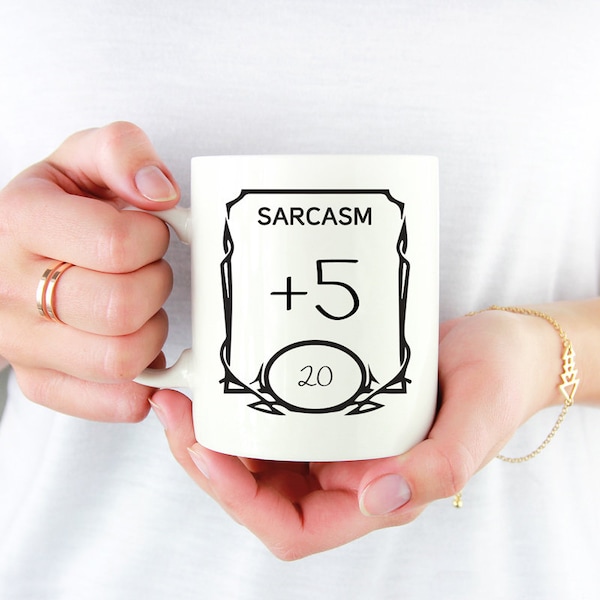 Sarcasm D&D Stats Mug: Dungeons and Dragons Tabletop RPG Ceramic Mug