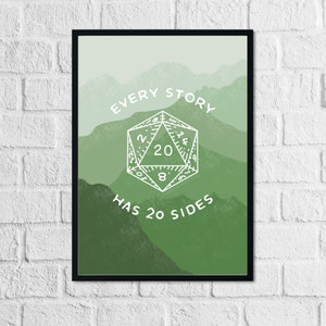 20 Sided Story D20 Art Print: Dungeons & Dragons Tabletop RPG Print