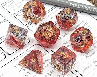 Bloodied Axe Dice Set | 7pc Resin Polyhedral Dice Set for Tabletop Role Playing Games such as Dungeons and Dragons (DnD, D&D)