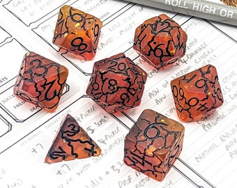 Fractured Lava Dice Set | 7pc Matte Resin Polyhedral Dice Set for Tabletop Role Playing Games such as Dungeons and Dragons (DnD, D&D)