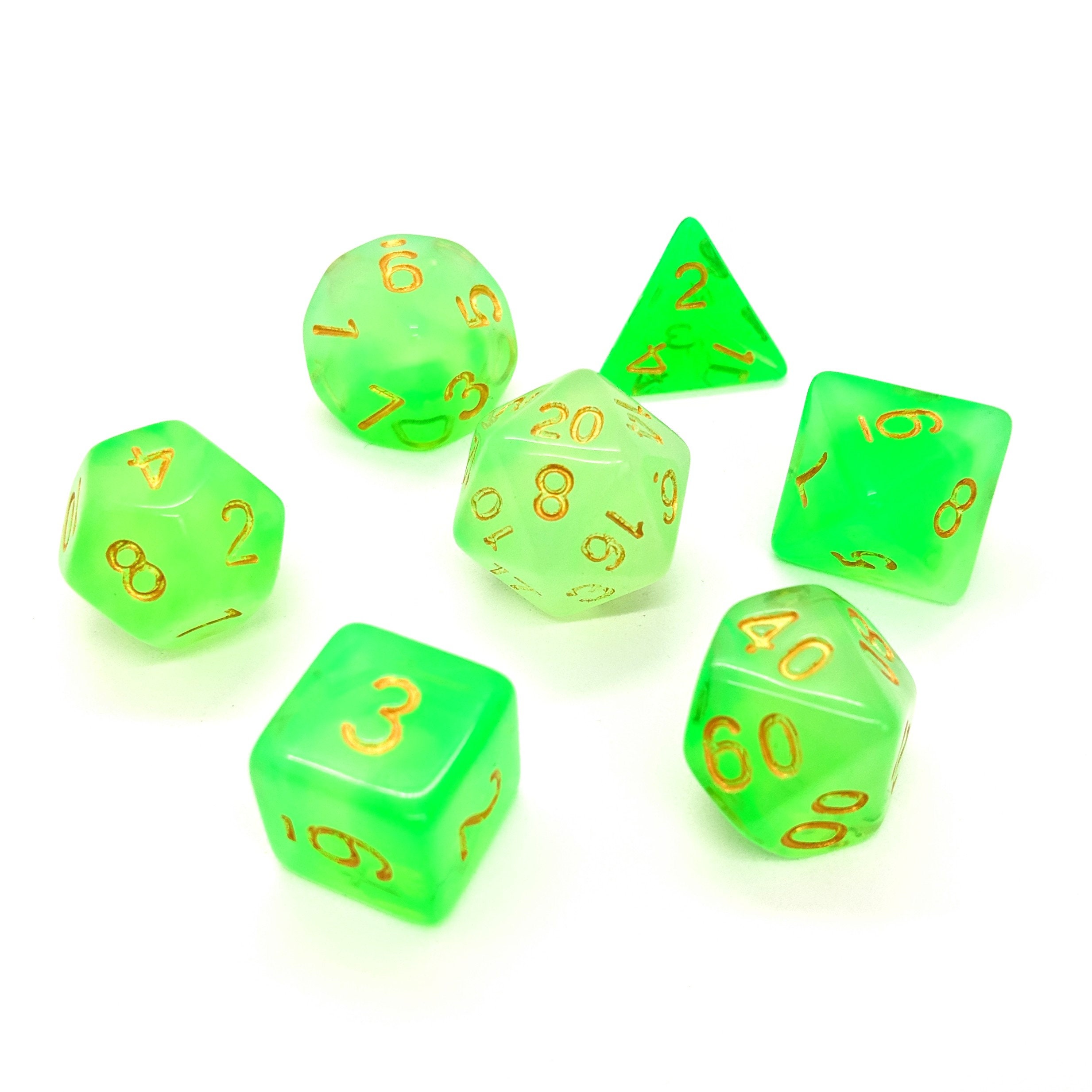 Milky Way Green Dice Set 7pc Acrylic Polyhedral Dice Set for Etsy