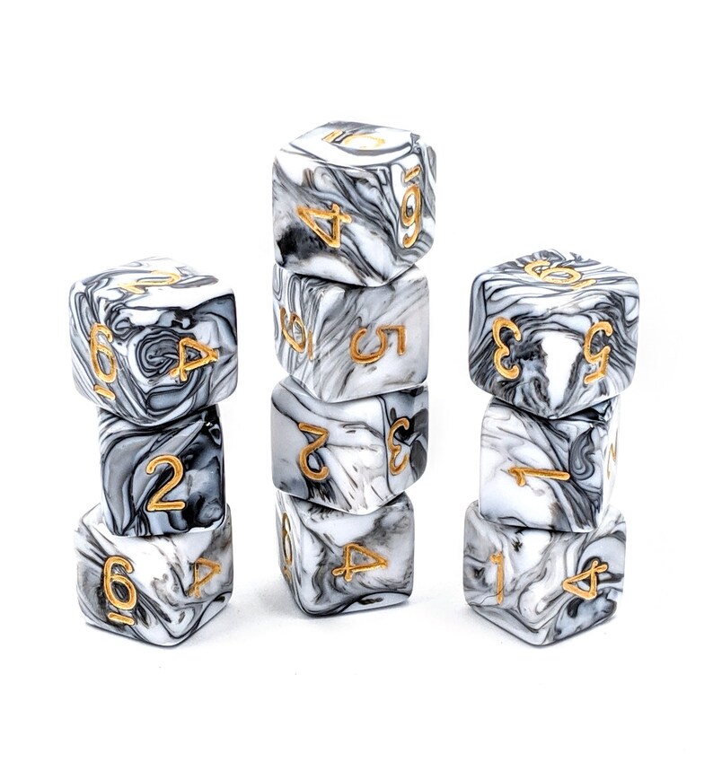 White Marble D6 Dice Set Polyhedral Dice Set Dungeons and Etsy