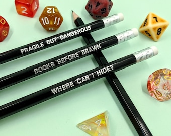 Wizard Class D&D Pencil Set | Books Before Brawn | Dungeons and Dragons | RPG | DnD | Roll for Initiative | 5e