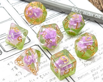 Dead People Tea Dice Set | 7pc Resin Polyhedral Dice Set for Tabletop Role Playing Games such as Dungeons and Dragons (DnD, D&D)