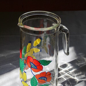 Vintage 80s Borgonovo Made in Italy Glass Jug, Vintage Italian Glass Pitcher