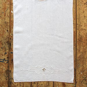 Vintage Hand Embroidered Linen Baby Bib: Heirloom Christening Gift