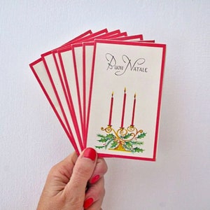 7 biglietti di Natale vintage italiani, articoli di cancelleria per biglietti di Natale, biglietti di auguri vintage pieghevoli, biglietti di Natale pieghevoli, interni vuoti