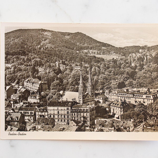 Real Photo Vintage Postcard, Baden- Baden vintage postcard, 1950s photographic unused postcard Italy real photo