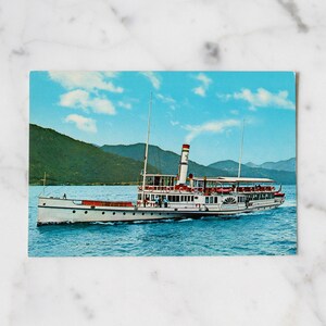 Carte postale vintage - Ancien bateau à vapeur des lacs préalpins, Italie