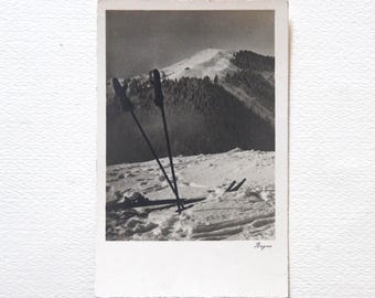Rare Vintage Black & White Ski Postcard – German Alpine Landscape Photography – Collectible Unposted Ephemera by Begro