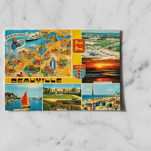 Cartão postal francês vintage - Deauville, La Cote Fleurie, Calvados, França, cartão postal de férias, cartão em branco, cartão postal vintage retrô, coisas efêmeras de papel