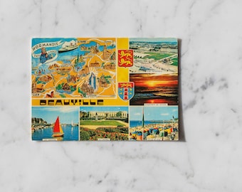 Vintage French Postcard - Deauville, La Cote Fleurie, Calvados, France, Holiday Postcard, Blank Card, Retro Vintage Postcard, Paper Ephemera