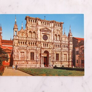 Carte postale vintage Certosa di Pavia, La façade, Lombardie, Italie - Carte postale de vacances, carte vierge, carte postale vintage rétro, papier éphémère