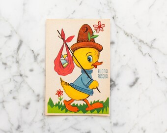 EASTER POST CARD - vintage easter postcard, vintage Italian season postcard, paper ephemera, cardboard collage, easter decor