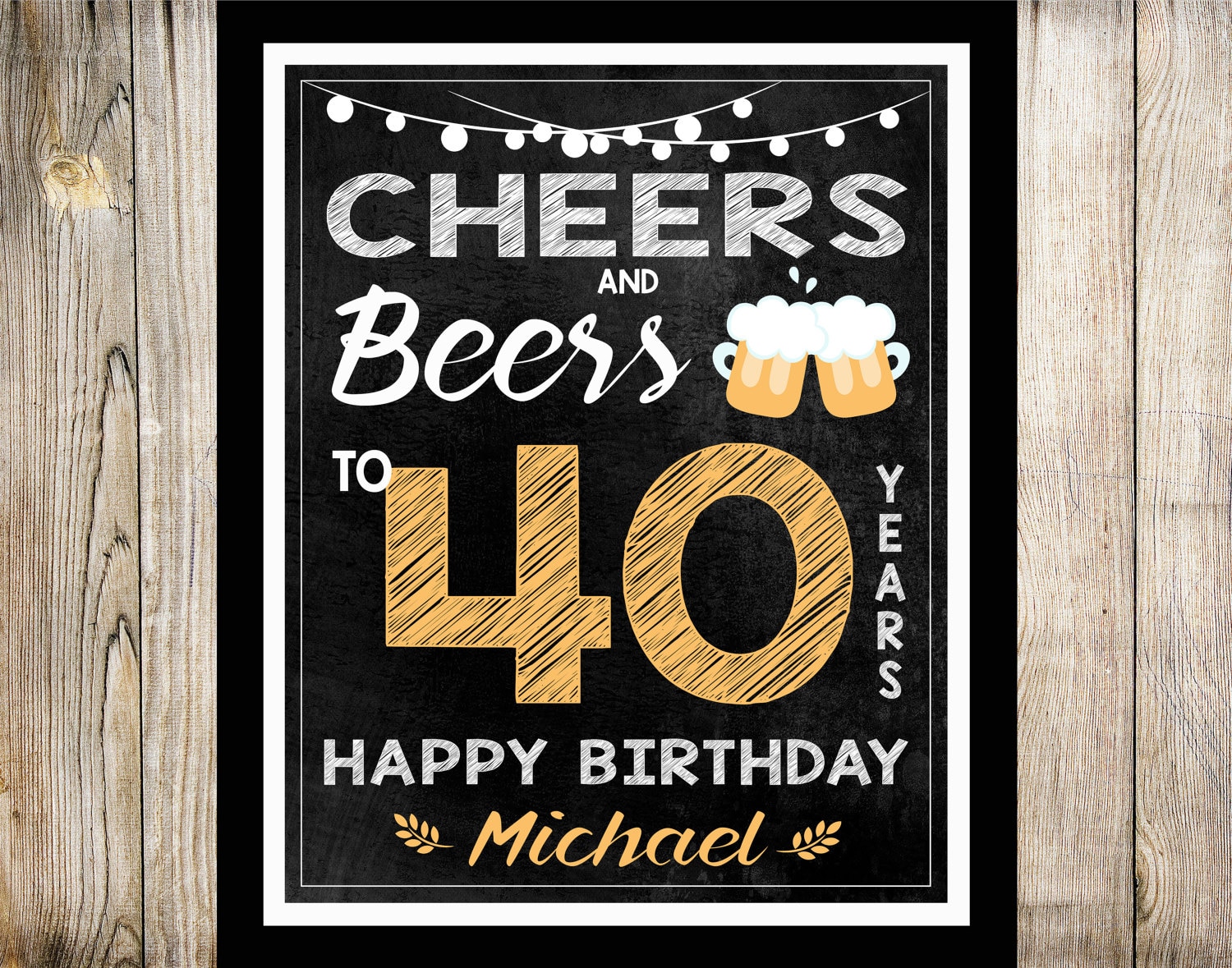 Cheers Beers To 40 Years Birthday Party Sign 40th Birthday Etsy