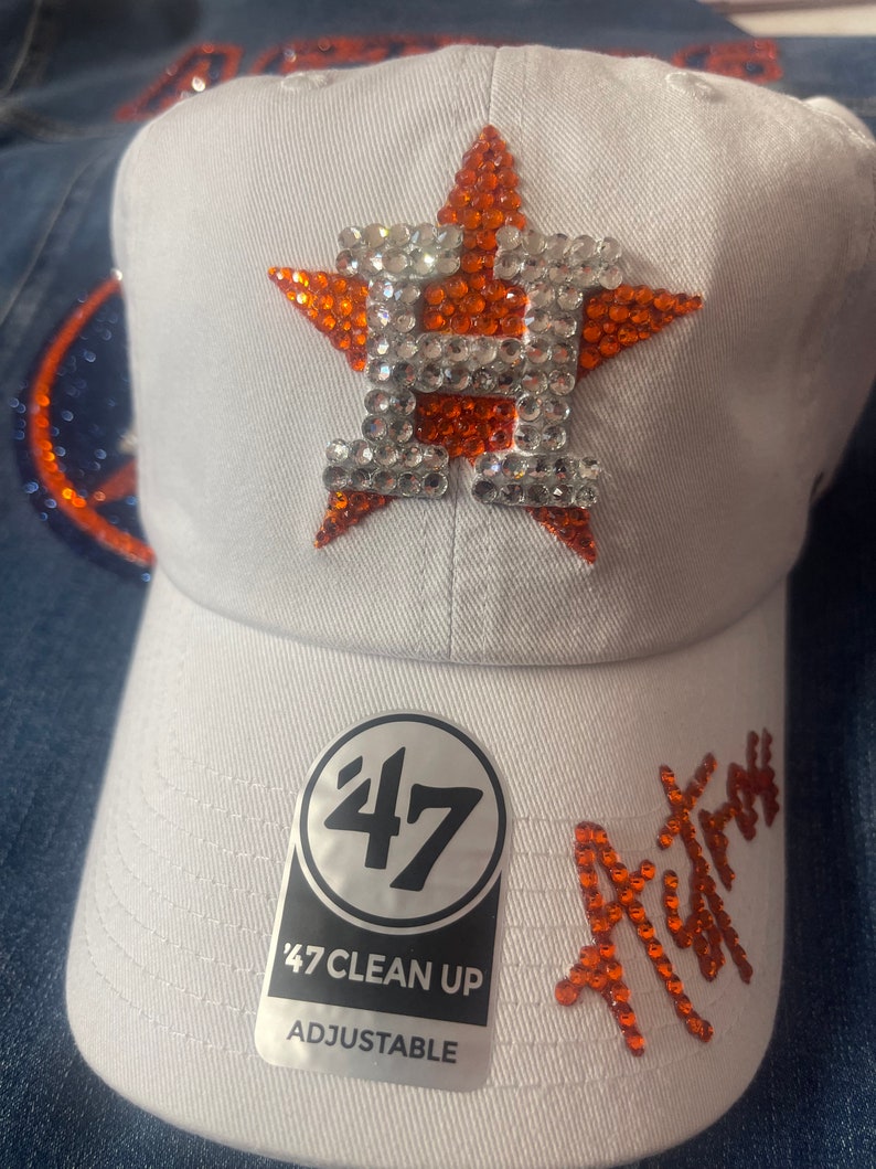 WHITE Rhinestone Handmade Astros Baseball Hat - Etsy