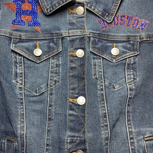 Rhinestone and glitter Astros Jean Jacket-custom made