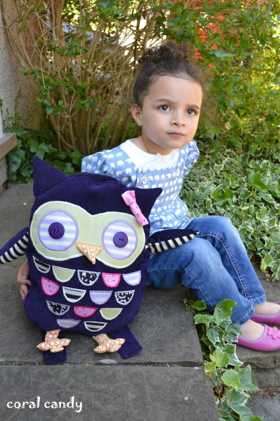 Purple Owl Children s Backpack Etsy