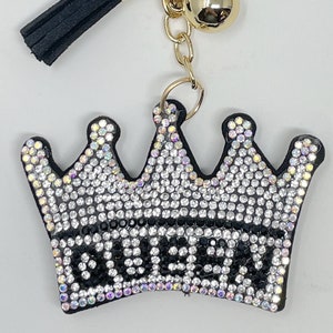 Bling Rhinestone Queen Crown Keychain , Custom Rhinestone Keychain, Rhinestone Queen Crown Backpack Charm, Rhinestone Queen Crown Keychain