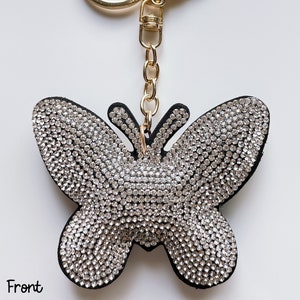 Bling Butterfly Custom Rhinestone Keychain, Butterfly Backpack Charm, Butterfly Keychain, Animal Key Fob, Butterfly Custom Keychain