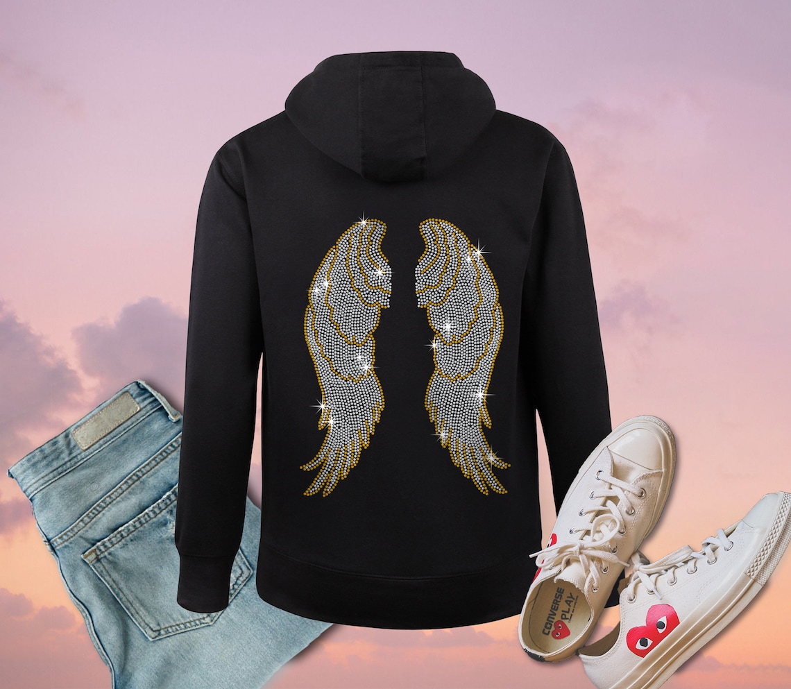 Angel Rhinestone Hoodie Angelic Hoodie Bling Sweatshirt Etsy
