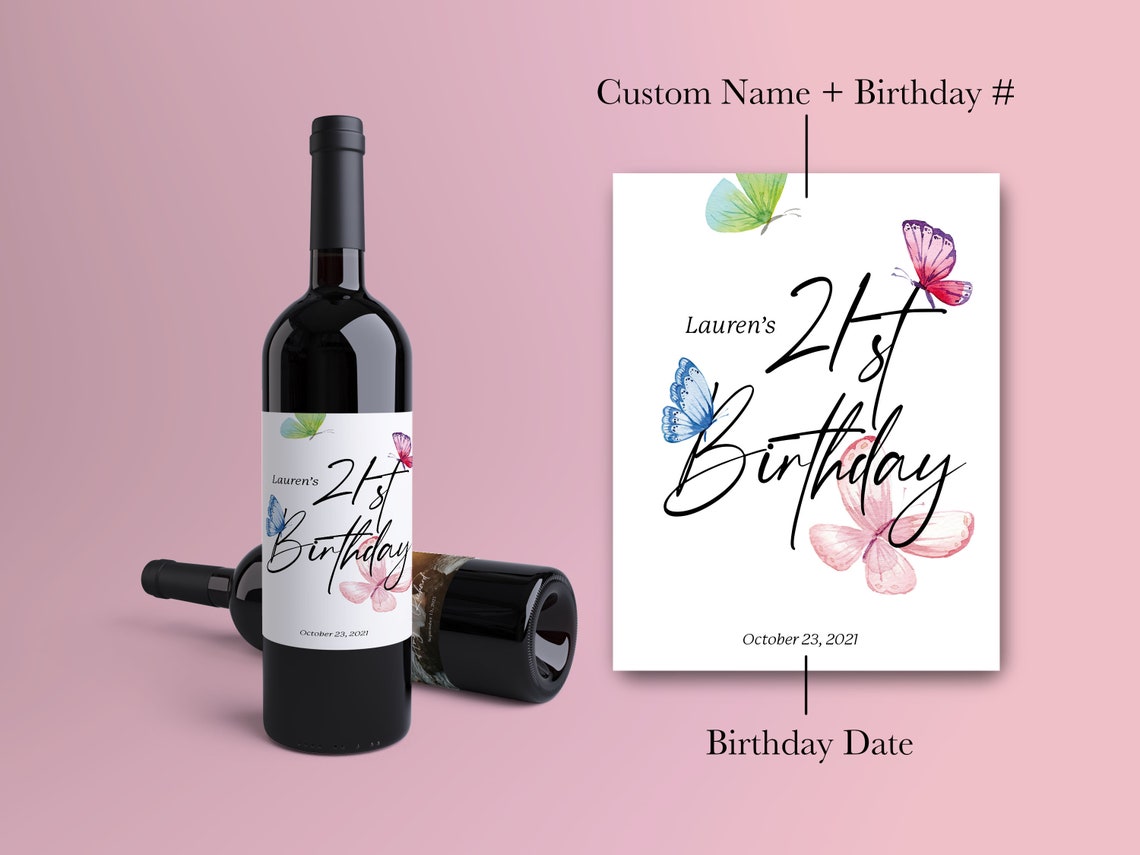 Custom Birthday Wine Label Printed 21st Birthday Labels | Etsy