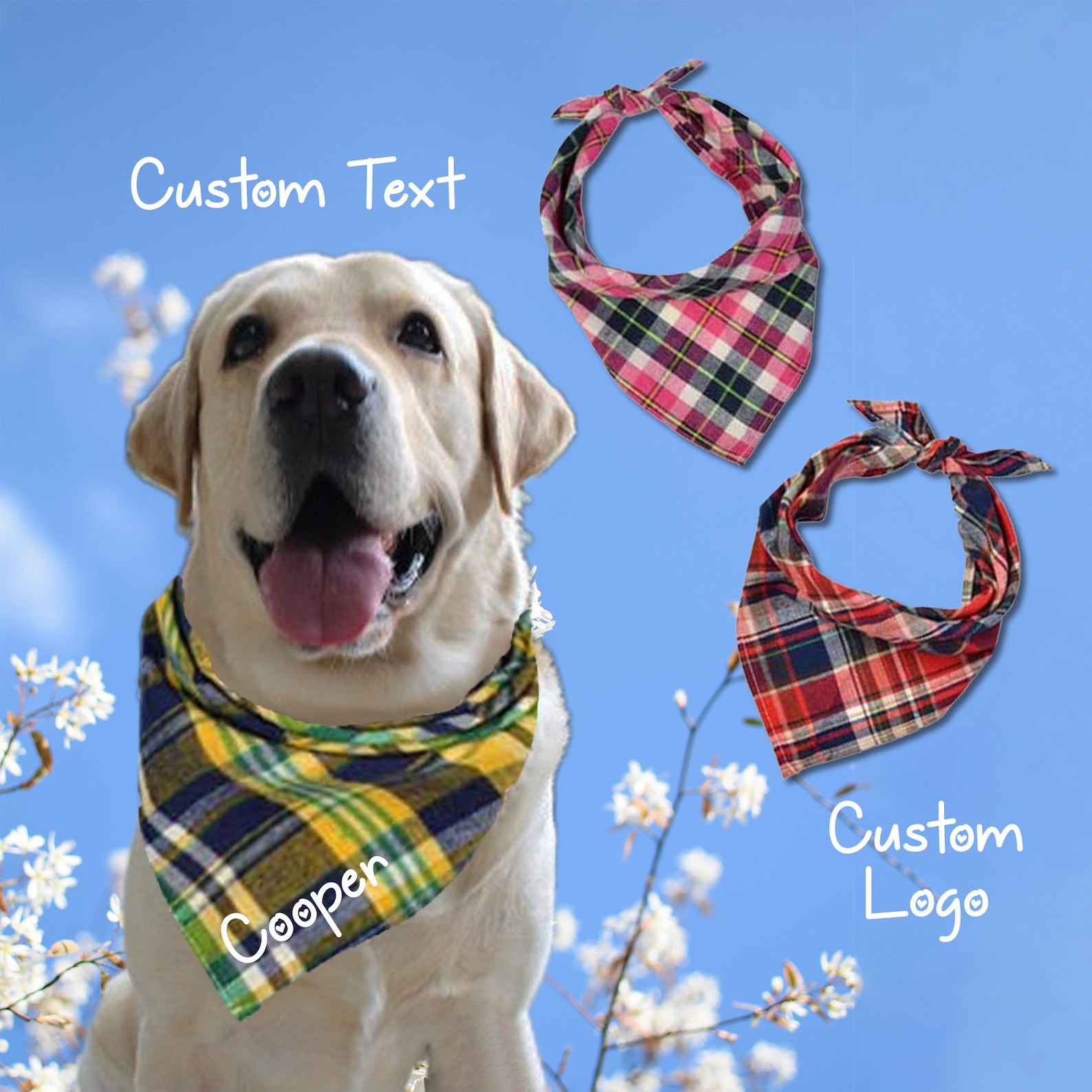 Custom Dog Bandanas Plaid Dog Bandanas Spring Pattern Etsy
