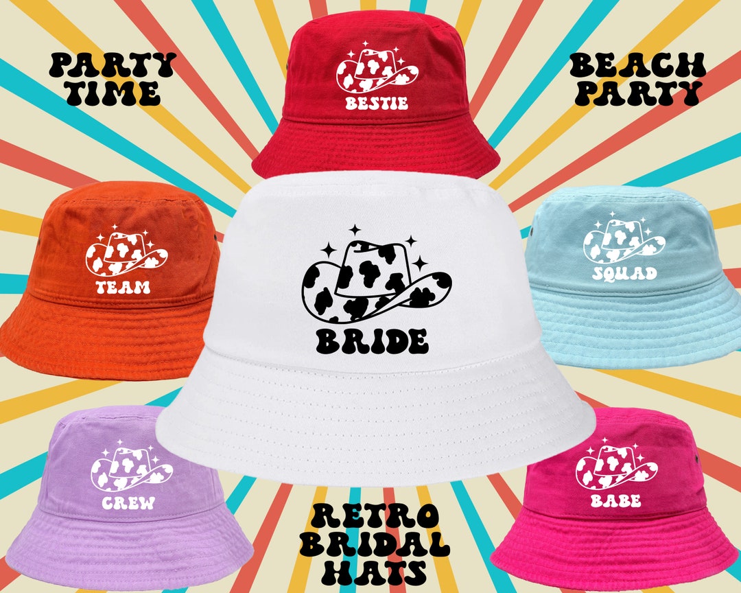 Retro Western Bride Bucket Hat Bachelorette Party Hat Etsy