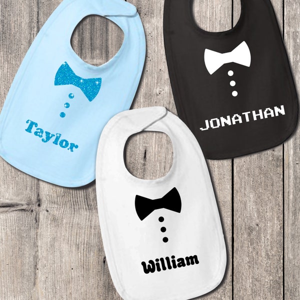 Custom Tuxedo Bib, Boy or Girl Tuxedo Bib, Tux Bib, Infant Premium Jersey Bib, Personalized Gift for Baby Boy or Girl