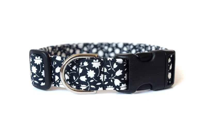 B&W Floral Dog Collar Black and White Dog Collar Designer Etsy