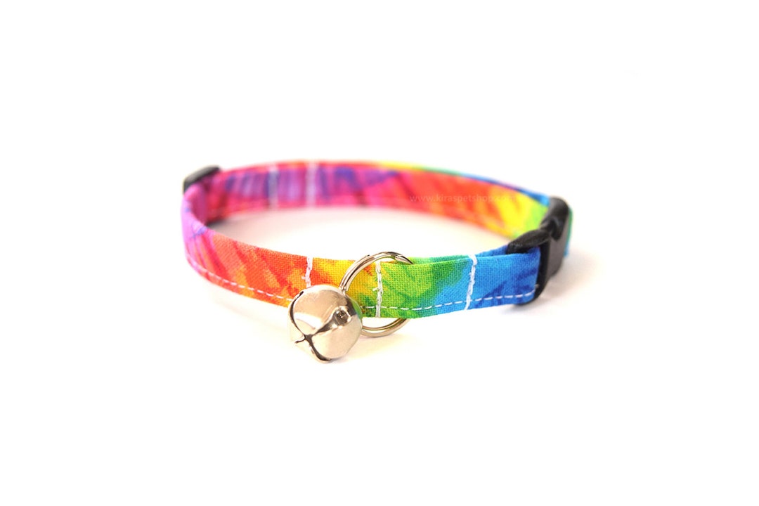Tie Dye Cat Collar, Breakaway Cat Collar, Rainbow Cat or Kitten Collar