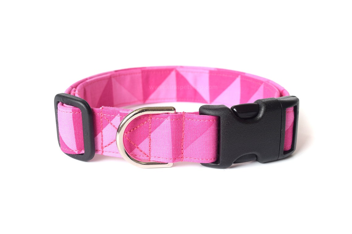 Pink Dog Collar Pink Geometric Dog Collar Designer Dog Etsy