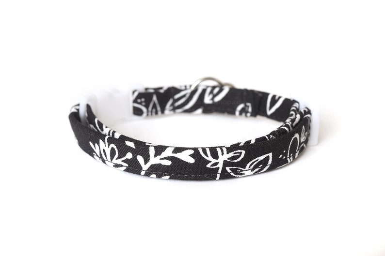 Floral Cat Collar Breakaway Cat Collar Black & White Etsy