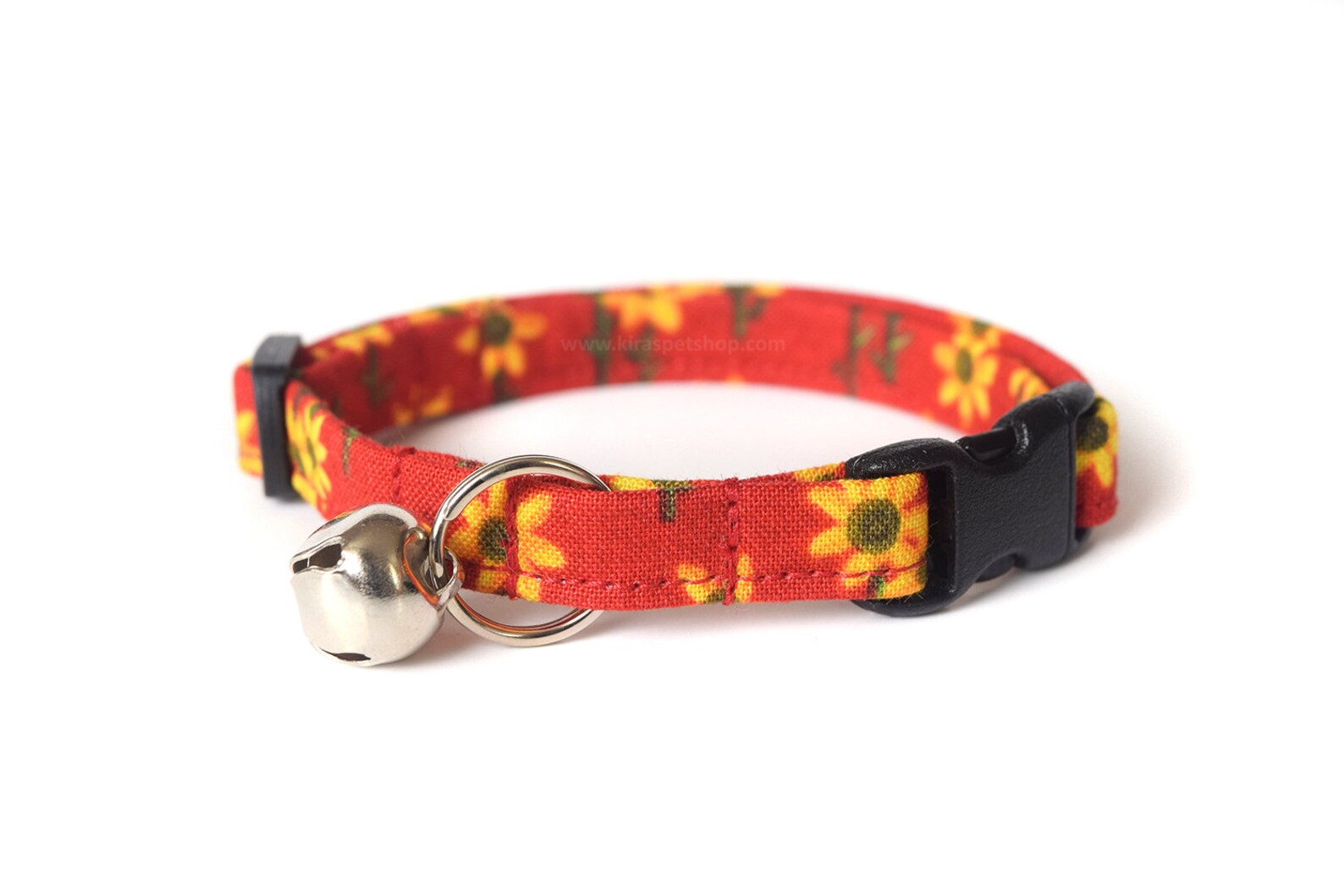 Red Floral Cat Collar Breakaway Cat Collar Yellow Sunflower Etsy