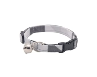 Gray Geometric Cat Collar, Grey Breakaway Cat Collar or Kitten Collar