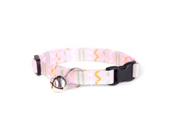 Pink Easter Cat Collar, Breakaway Cat Collar, Pastel Easter Stripes, Spring Cat Collar