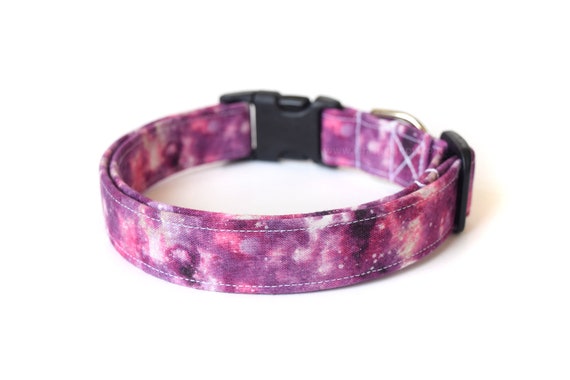 Purple Galaxy Fabric Dog Collar