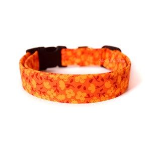 Orange Floral Dog Collar - Handmade by Kira's Pet Shop