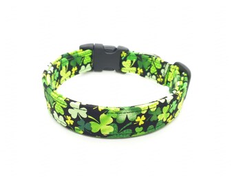 Shamrock Dog Collar, St. Patrick's Day Dog Collar, Designer Dog Accessories, Pet Accessories, Adjustable Collar, Green Clover Dog Collar