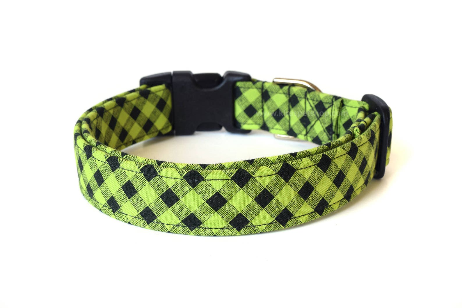 Green Dog Collar Green Plaid Dog Collar Lime Green Collar Etsy