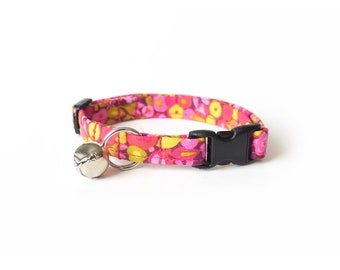 Fuchsia Floral Cat Kraag, Breakaway Cat Kraag, Floral Hot Pink Cat Collar