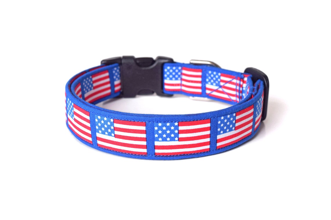 American Flag Dog Collar USA Dog Collar Designer Dog Etsy